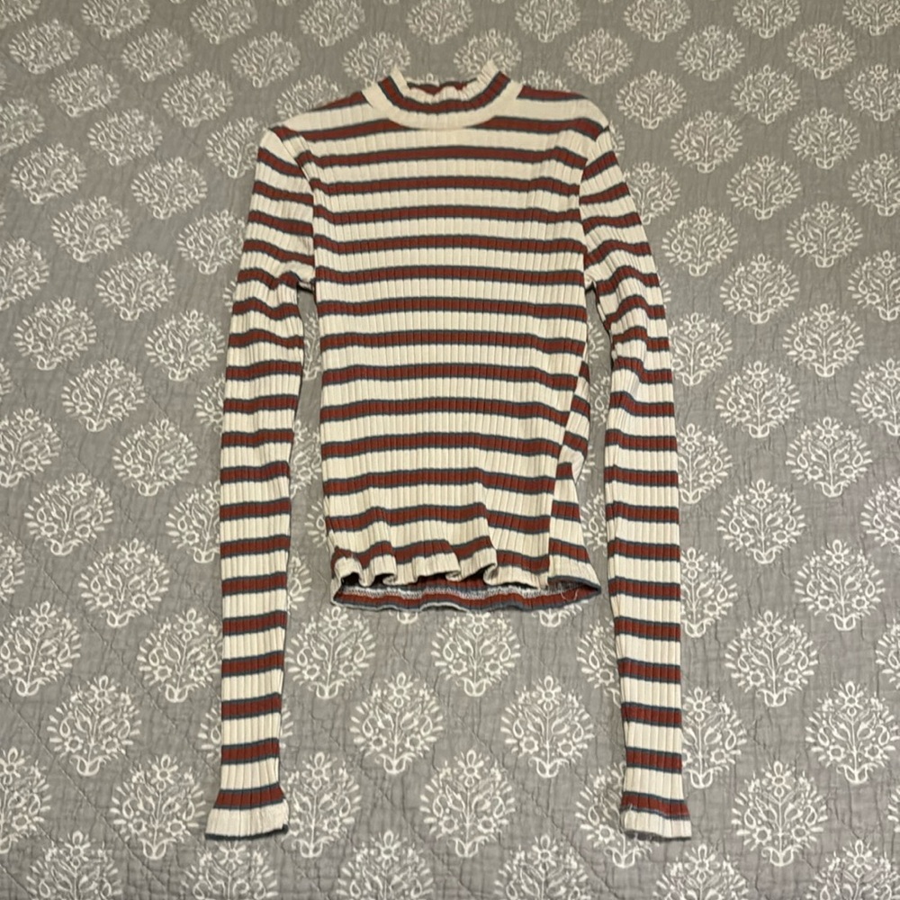 Essentials Full Tilt Striped Turtle Neck Top